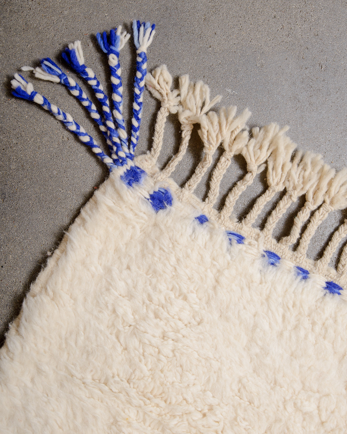Modern, designer, handcrafted Berber rug from Morocco. Beniourain carpet with beautiful colours and patterns and fluffy wool texture.